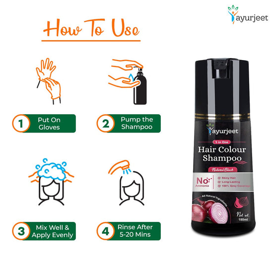 5 in 1 Ayurjeet Magical Hair Colour Shampoo (100ml + 100ml Free)