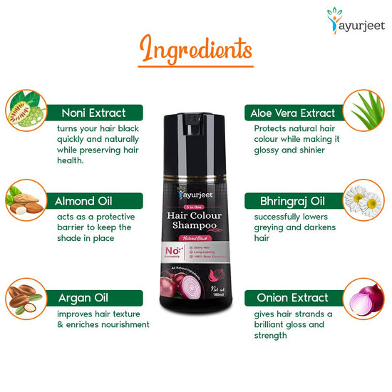 5 in 1 Ayurjeet Magical Hair Colour Shampoo (100ml + 100ml Free)